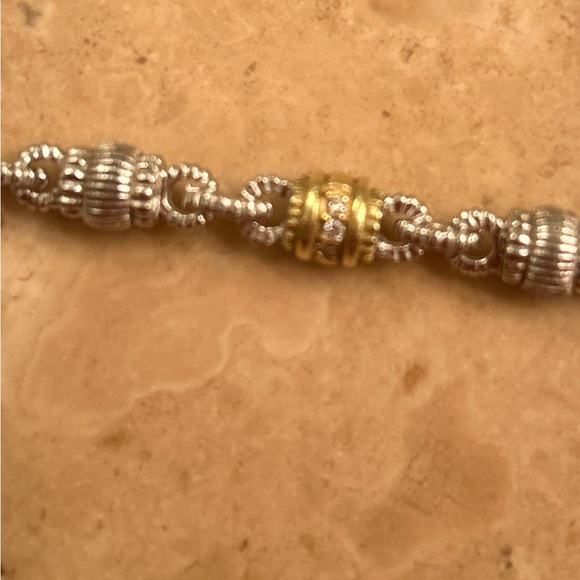 Judith Ripka Sterling Silver Barrel Chain with 18k Gold and Diamond Accents - Picture 7 of 9